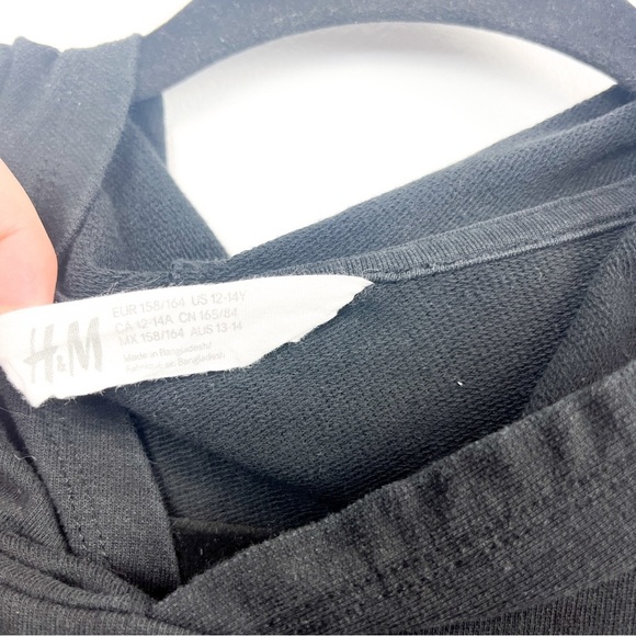 H&M Long Sleeve Crop Top Hoodie, Fantastic 94 in Black, Pink & White - Picture 2 of 11